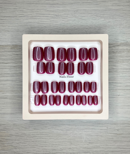 Cat eye effect false nails - 30 press-on nails + 48 adhesives