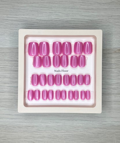 Cat eye effect false nails - 30 press-on nails + 48 adhesives